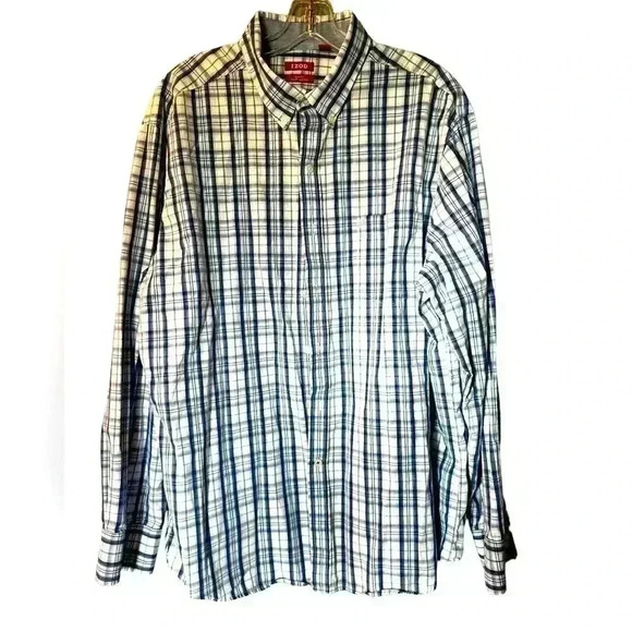Men's Izod Size XL "Slim Fit" Checkered Casual Button Down Long Sleeve Shirt - Picture 1 of 5